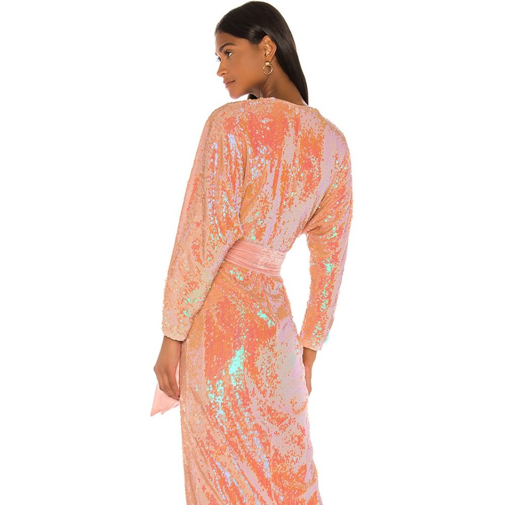 Song of Style Vernon Midi Dress in Opaline Peach - Picture 3 of 5